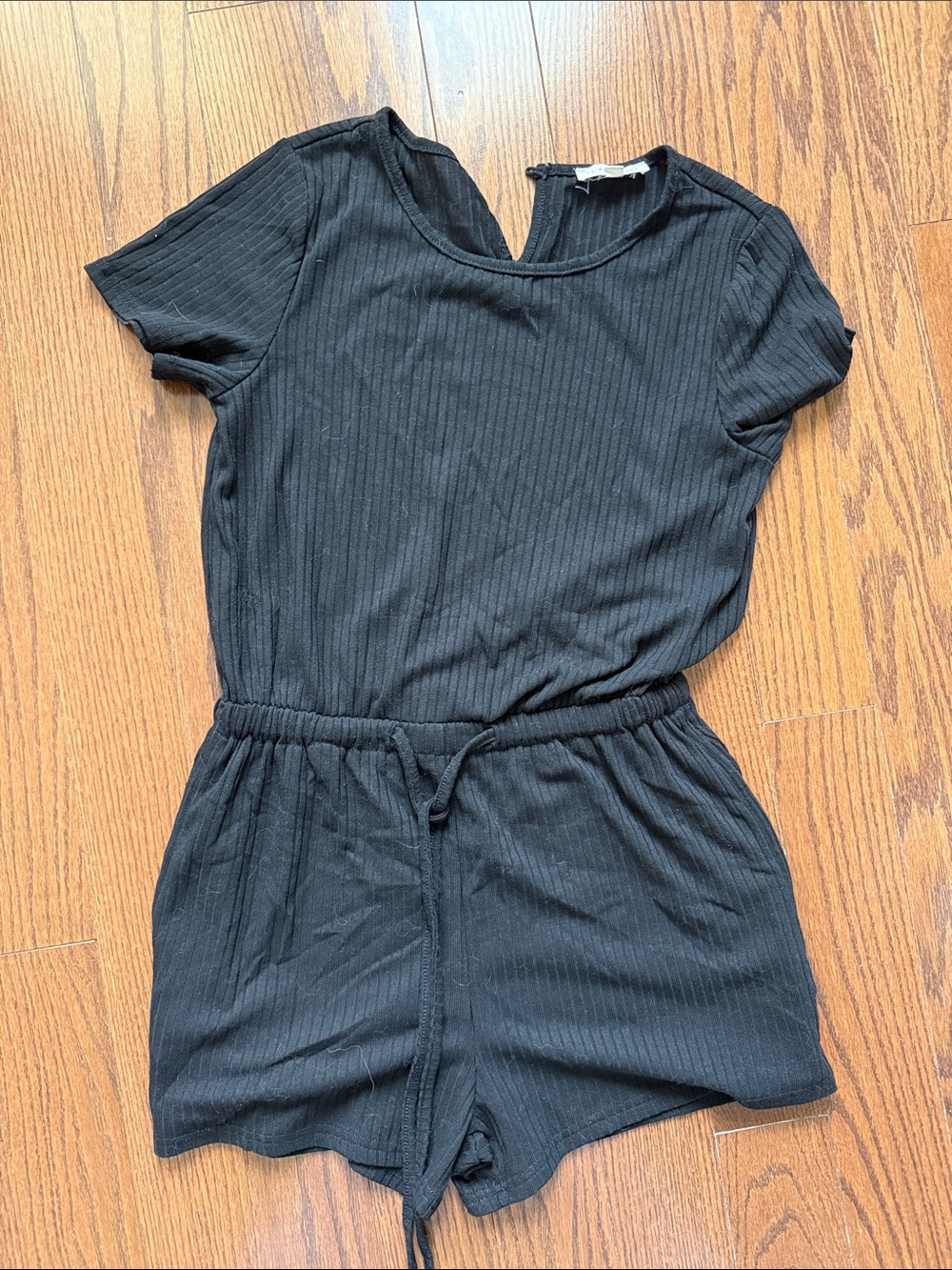 LA HEARTS Black Ribbed One-Piece Romper